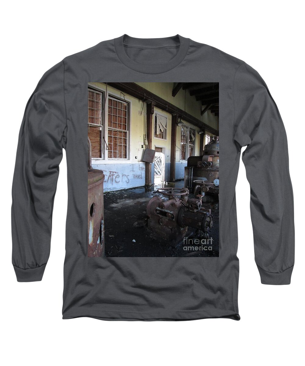 Power Plant Long Sleeve T-Shirt featuring the photograph Gold Hill Power Plant now Defunct by Marie Neder