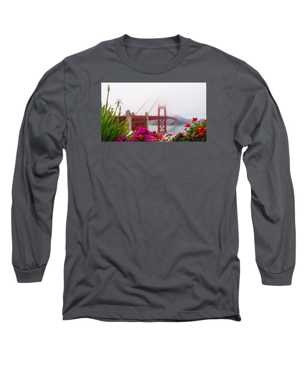 Golden Gate Long Sleeve T-Shirt featuring the photograph Golden Gate Bridge Flowers 2 by Lawrence S Richardson Jr