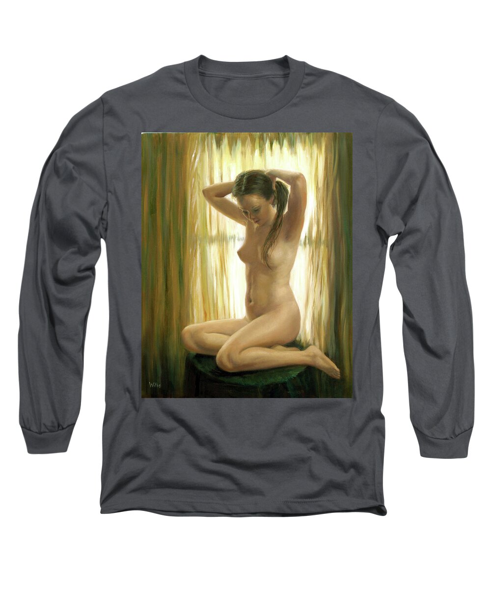 Nudes Long Sleeve T-Shirt featuring the painting Golden Light by Marie Witte