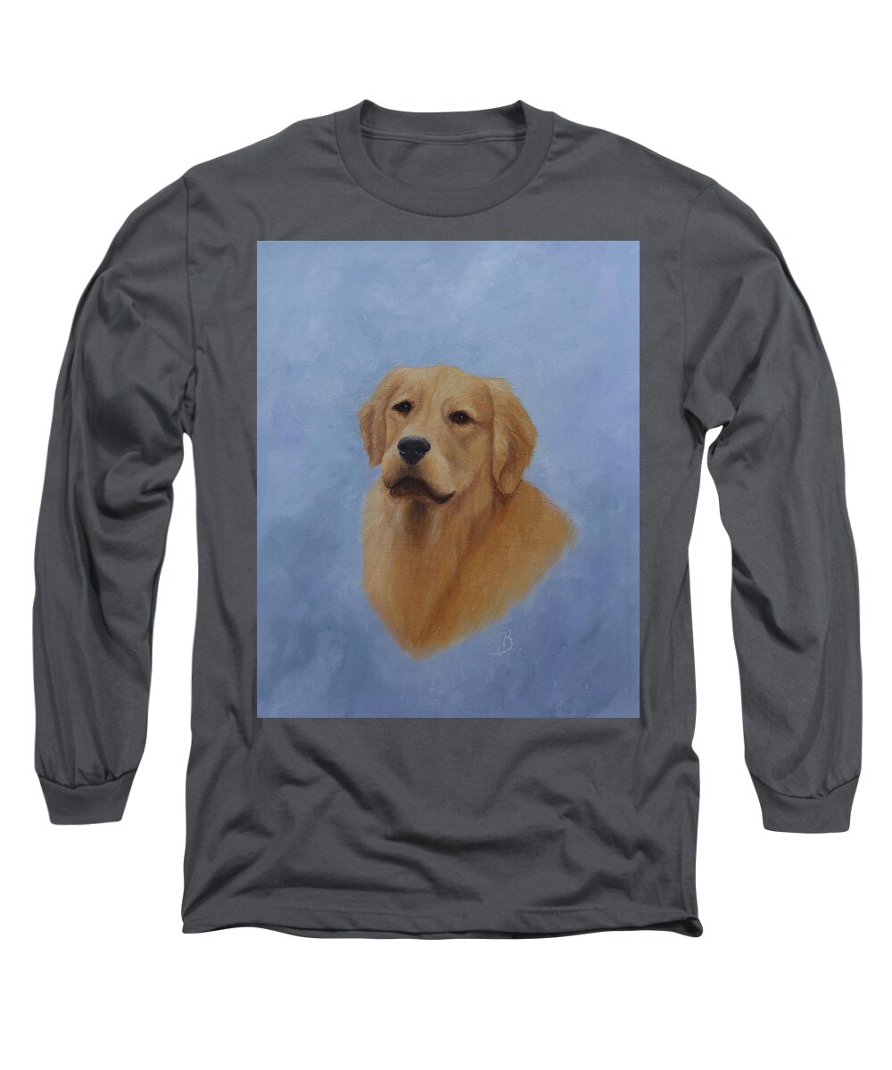 Animal Art Long Sleeve T-Shirt featuring the painting Golden Retriever Portrait by Monica Burnette