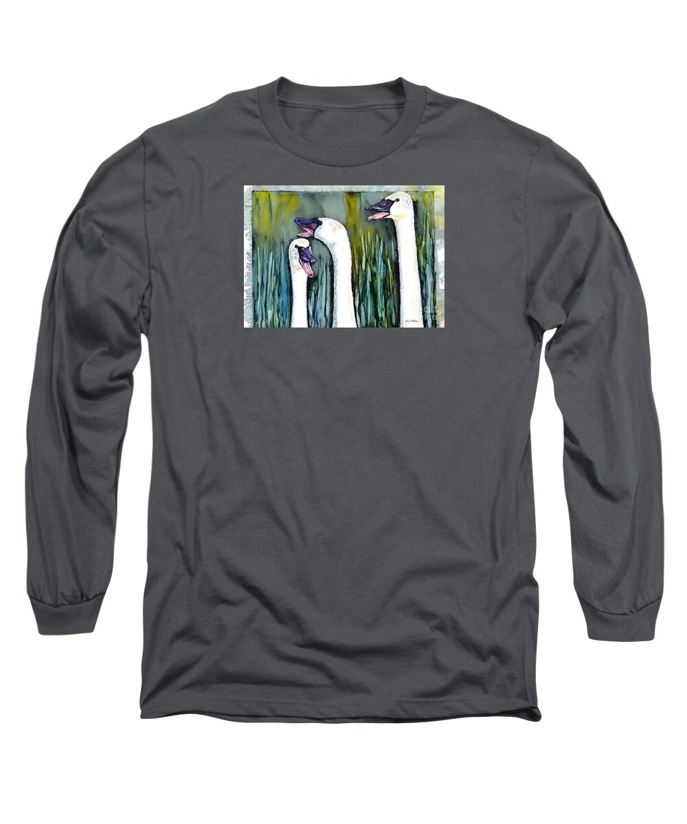 Killian Long Sleeve T-Shirt featuring the painting Gossip by Jan Killian