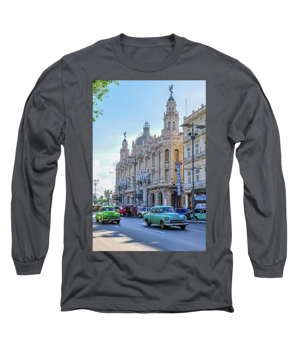 Caribbean Long Sleeve T-Shirt featuring the photograph Gran Teatro de la Habana by Joel Thai