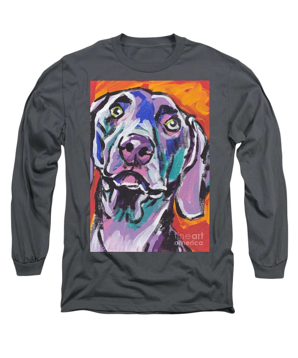 Weimaraner Long Sleeve T-Shirt featuring the painting Gray Ghost by Lea S