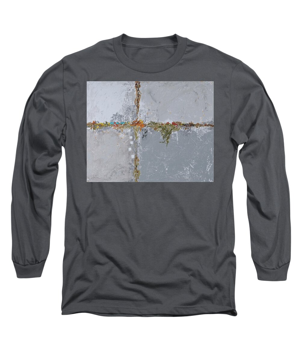 Original Long Sleeve T-Shirt featuring the painting Gray Matters 10 by Jim Benest