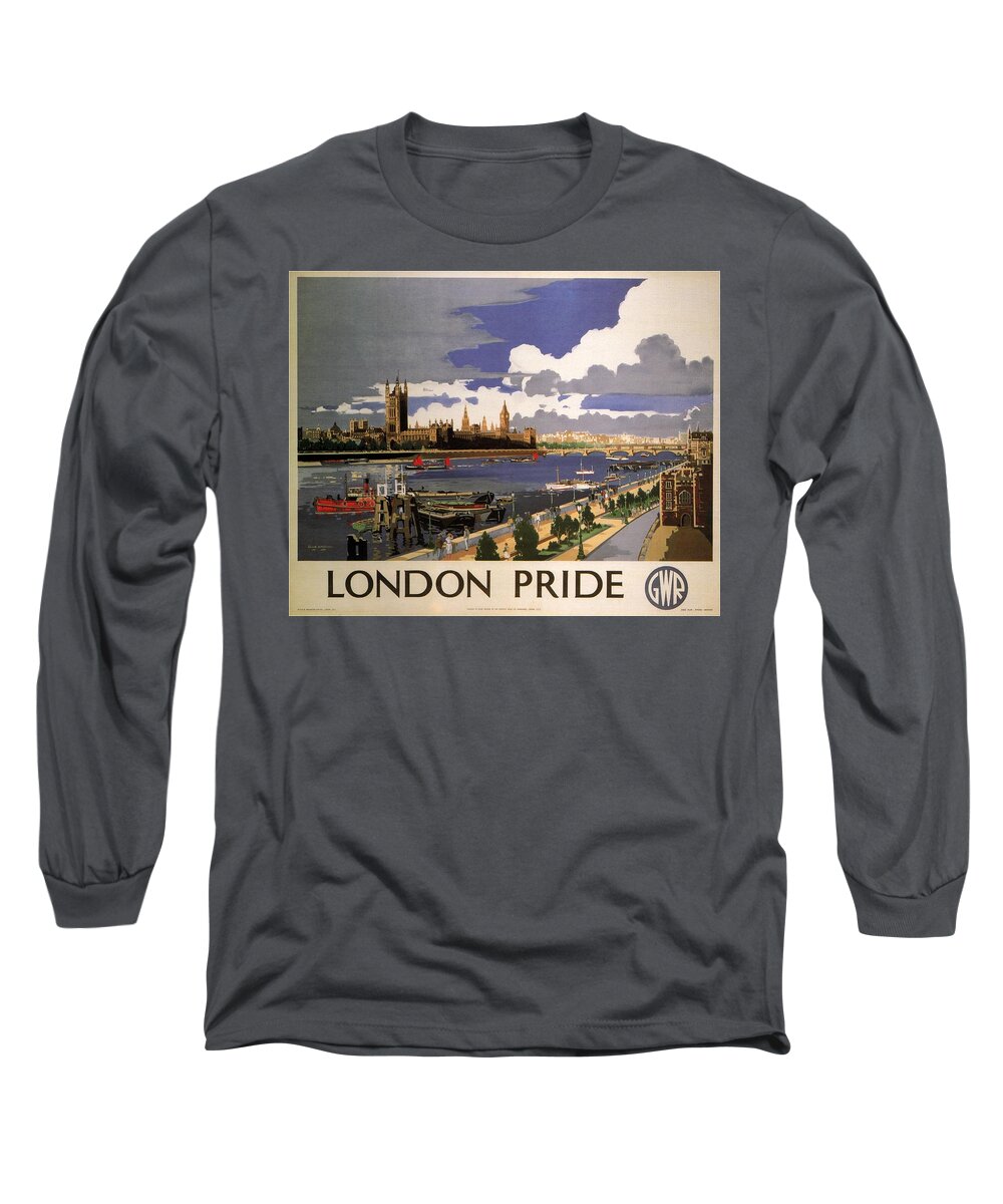 London Long Sleeve T-Shirt featuring the mixed media Great Western Railway - London Pride - Retro travel Poster - Vintage Poster by Studio Grafiikka
