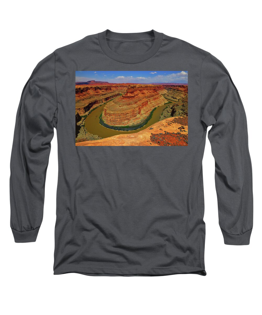 Canyonlands National Park Long Sleeve T-Shirt featuring the photograph Green and Colorado Rivers Confluence by Greg Norrell