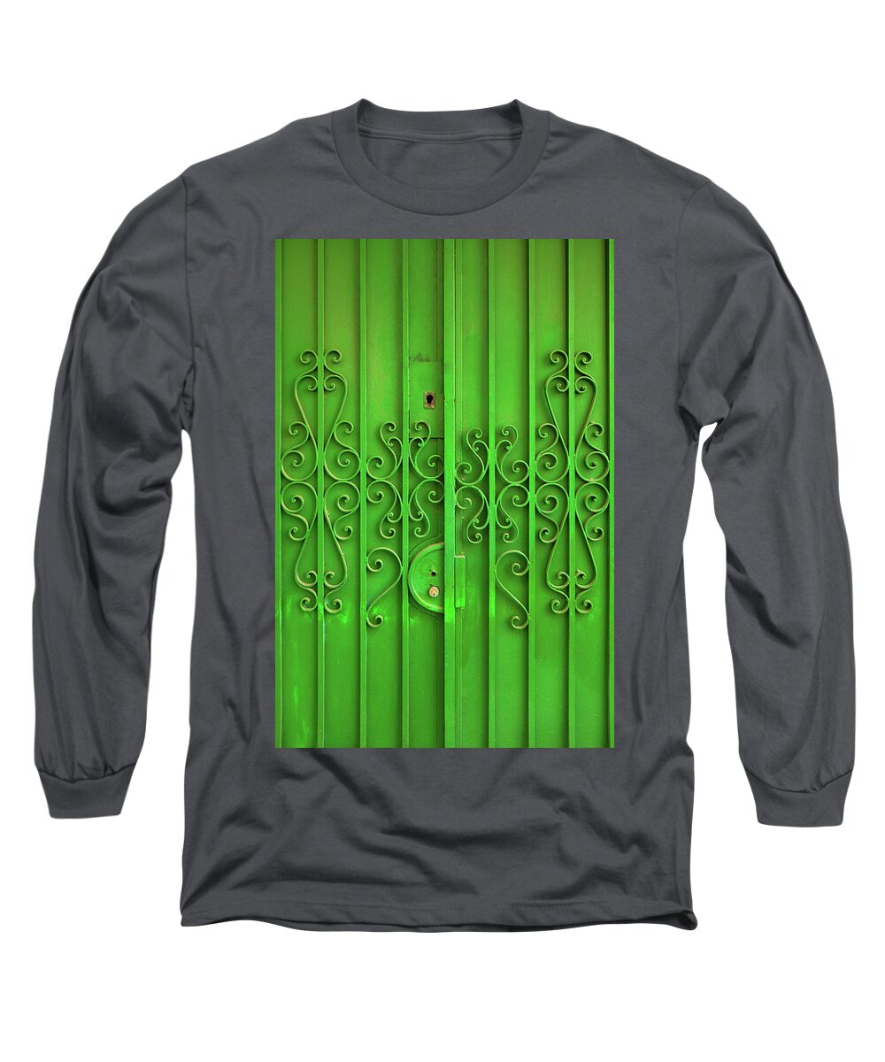 Green Long Sleeve T-Shirt featuring the photograph Green Door by Carlos Caetano