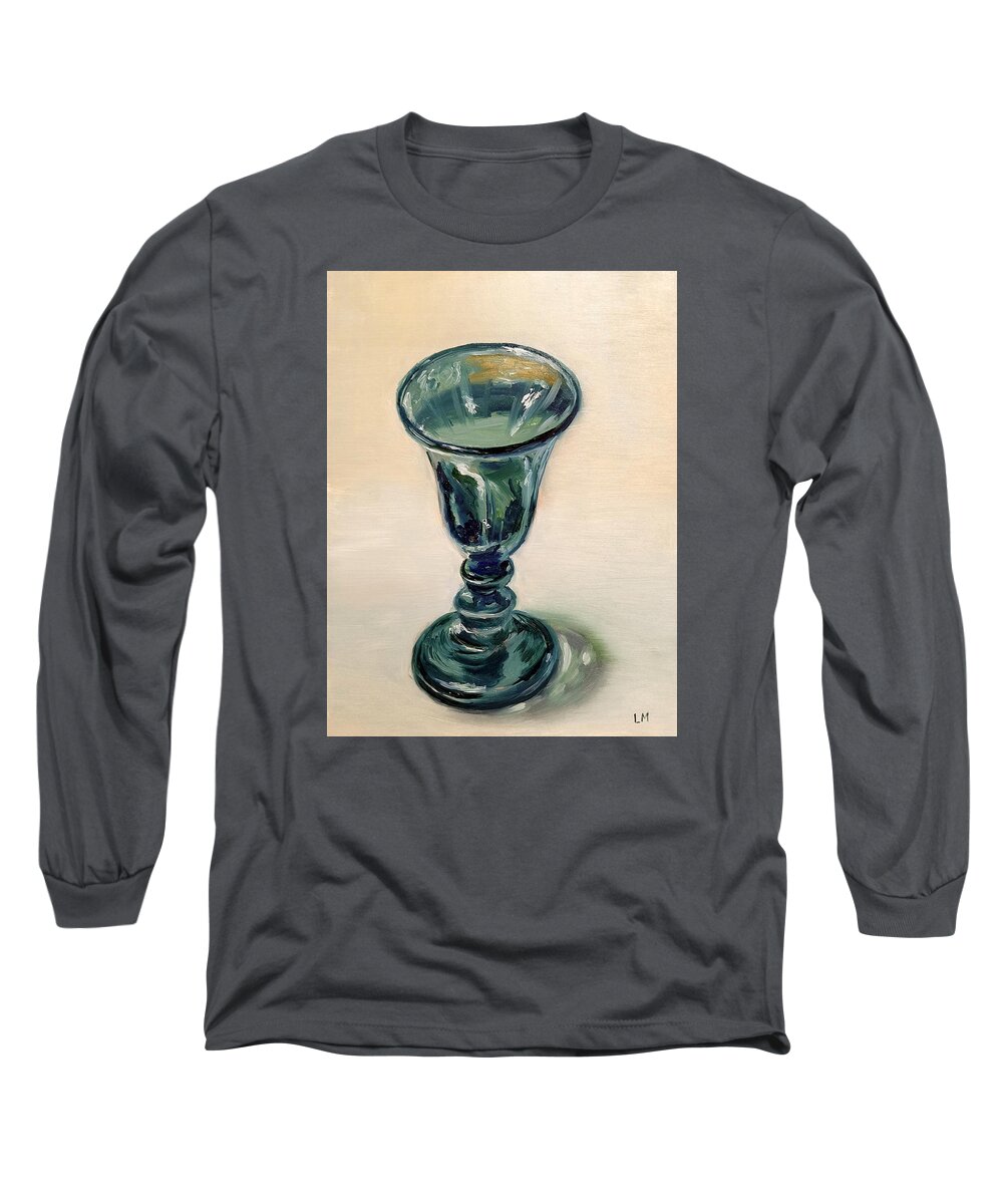 Oil Long Sleeve T-Shirt featuring the painting Green Glass Goblet by Linda Merchant