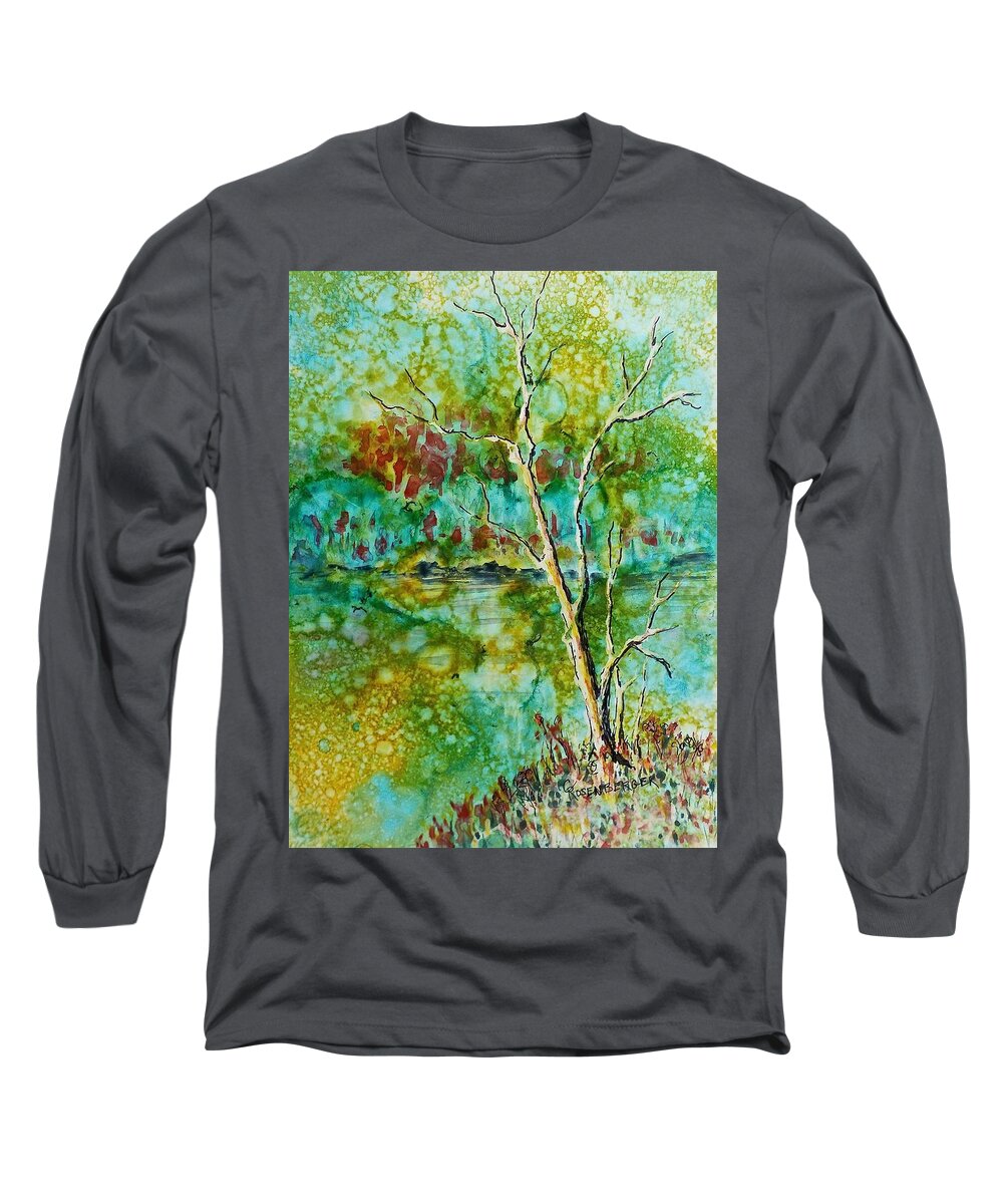 Watercolor Long Sleeve T-Shirt featuring the painting Greens of Late Summer by Carolyn Rosenberger
