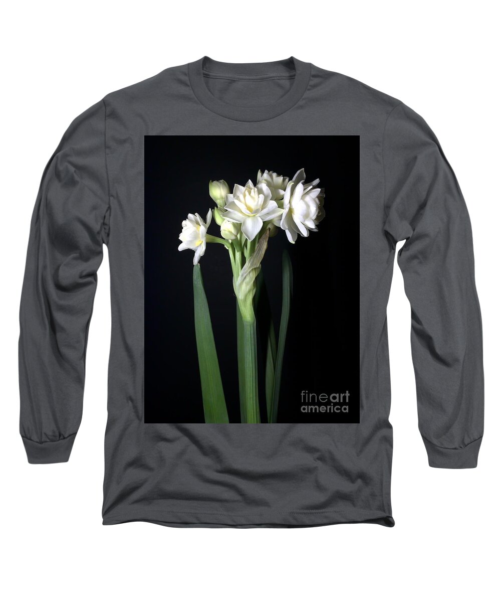 Photograph Long Sleeve T-Shirt featuring the photograph Grow Tiny Paperwhites Narcissus Photograph by Delynn Addams by Delynn Addams
