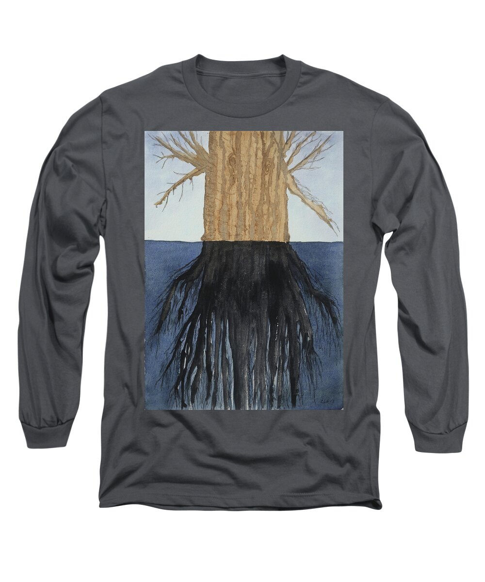 Tree Long Sleeve T-Shirt featuring the painting Growing Old, Growing Deep by Cynthia Schoeppel