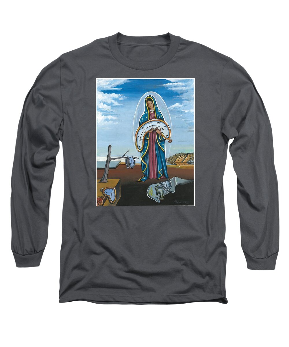 Salvador Dali Long Sleeve T-Shirt featuring the painting Guadalupe visits Dali by James RODERICK