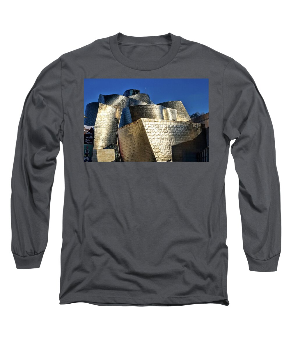 Metal Long Sleeve T-Shirt featuring the photograph Guggenheim Museum Roof by Shirley Mitchell