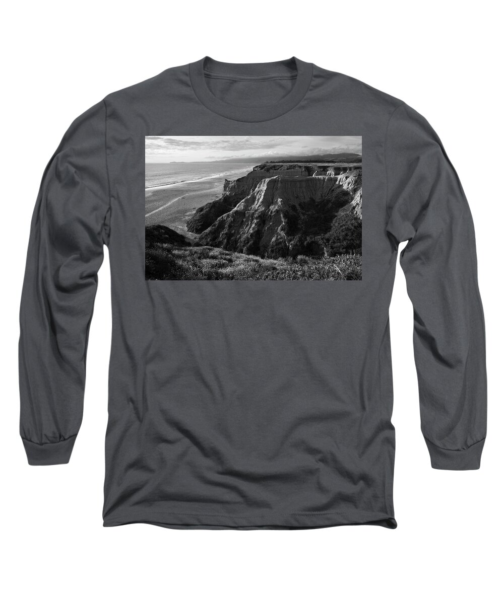 Half Moon Bay Long Sleeve T-Shirt featuring the photograph Half Moon Bay II BW by David Gordon