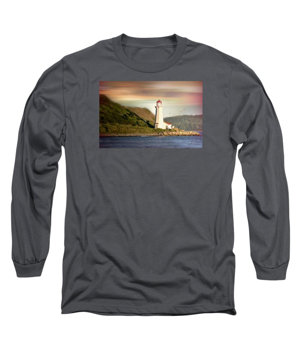 Halifax Long Sleeve T-Shirt featuring the photograph Halifax Harbor Lighthouse by Diana Angstadt