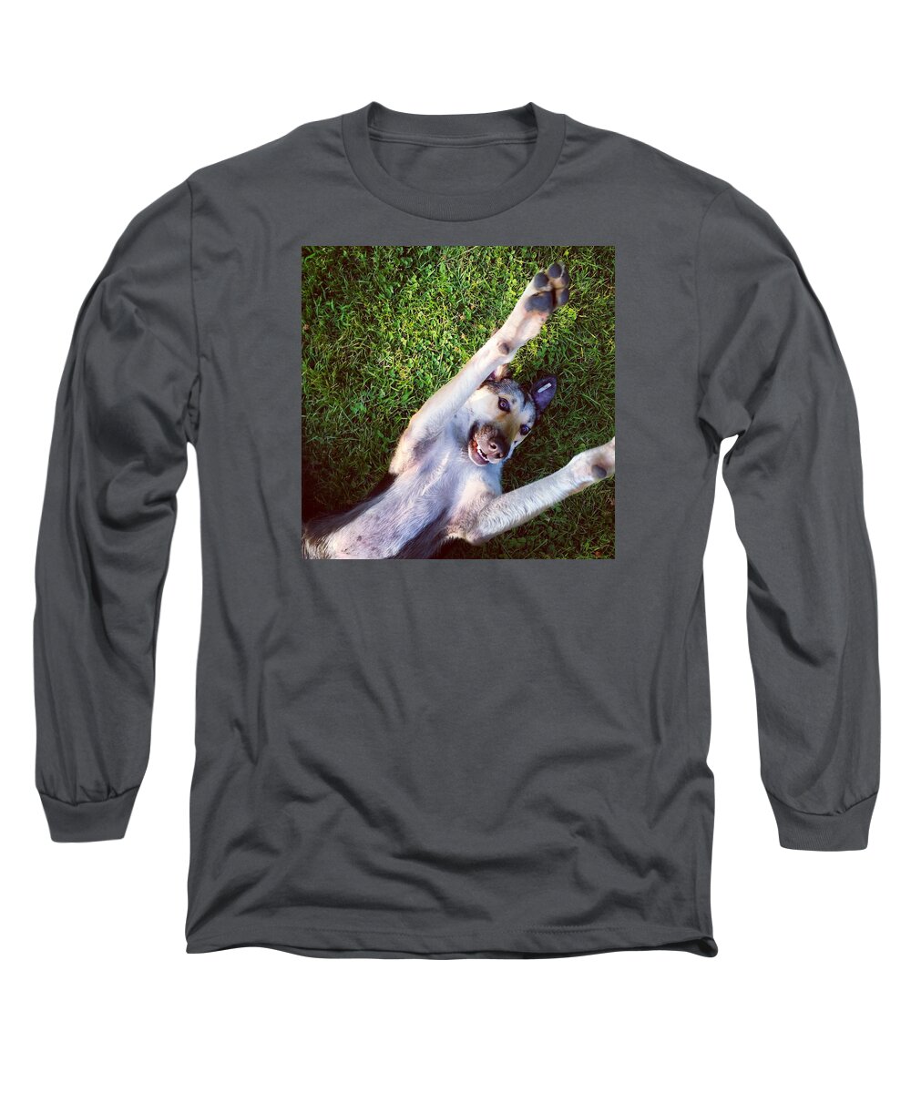 Puppy Long Sleeve T-Shirt featuring the photograph Happy Dog by Ezgi Turkmen