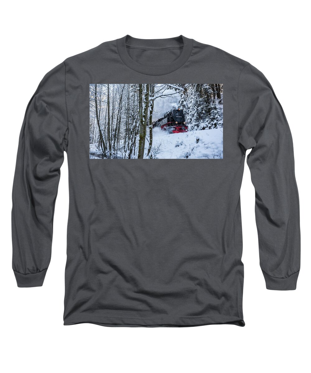 Harzquerbahn Long Sleeve T-Shirt featuring the photograph Harzquerbahn by Andreas Levi