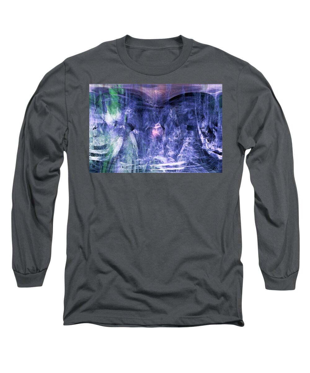 Digital Art Long Sleeve T-Shirt featuring the digital art Haunted Caves by Linda Sannuti