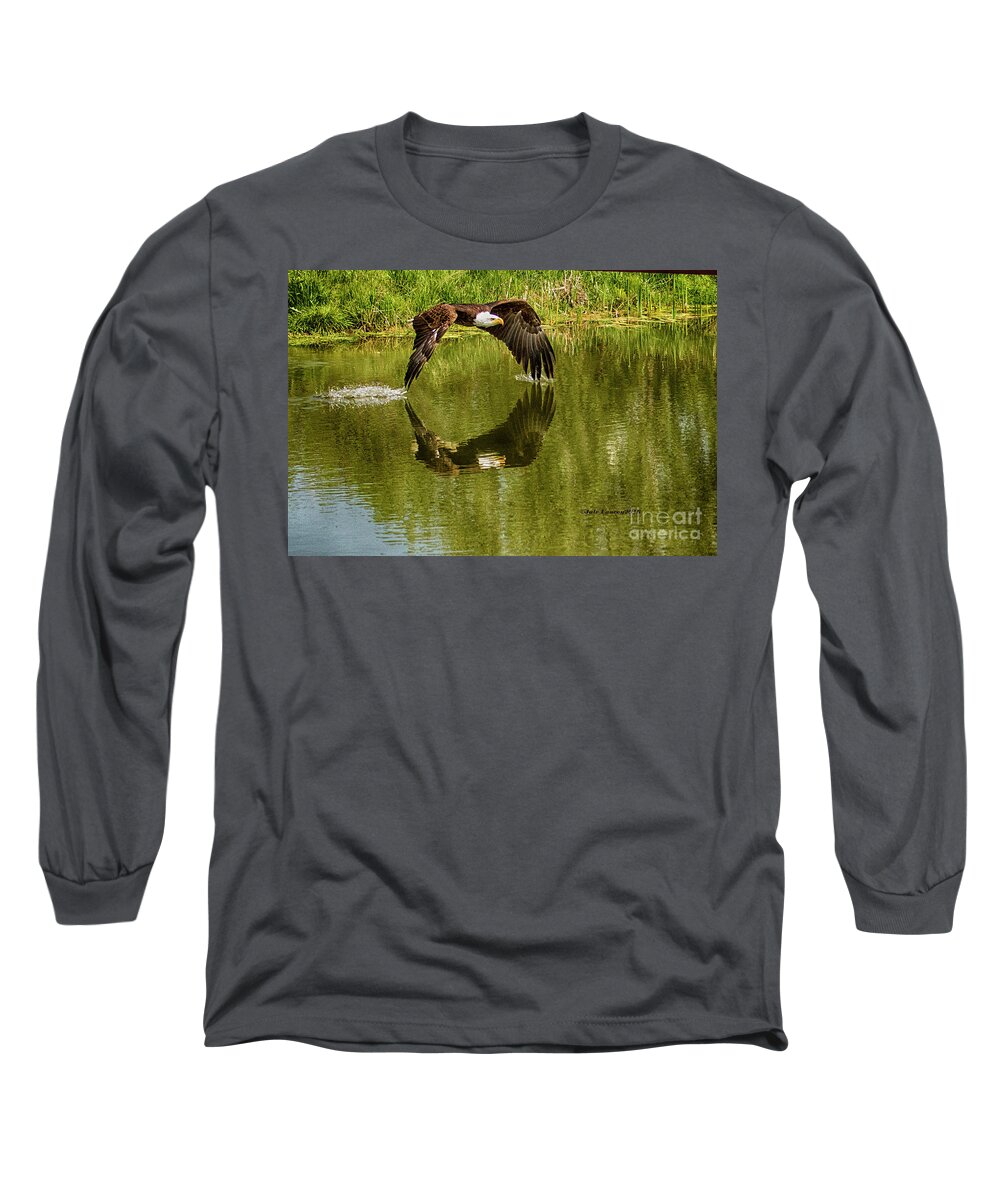 Bald Eagle Long Sleeve T-Shirt featuring the photograph Having a Dip by Jale Fancey