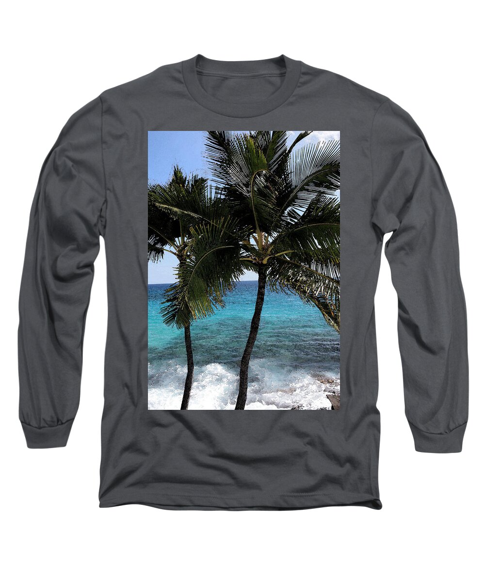 Hawaii Long Sleeve T-Shirt featuring the photograph Hawaiian Palm Trees - All images copyright Karen L. Nicholson by Karen Nicholson