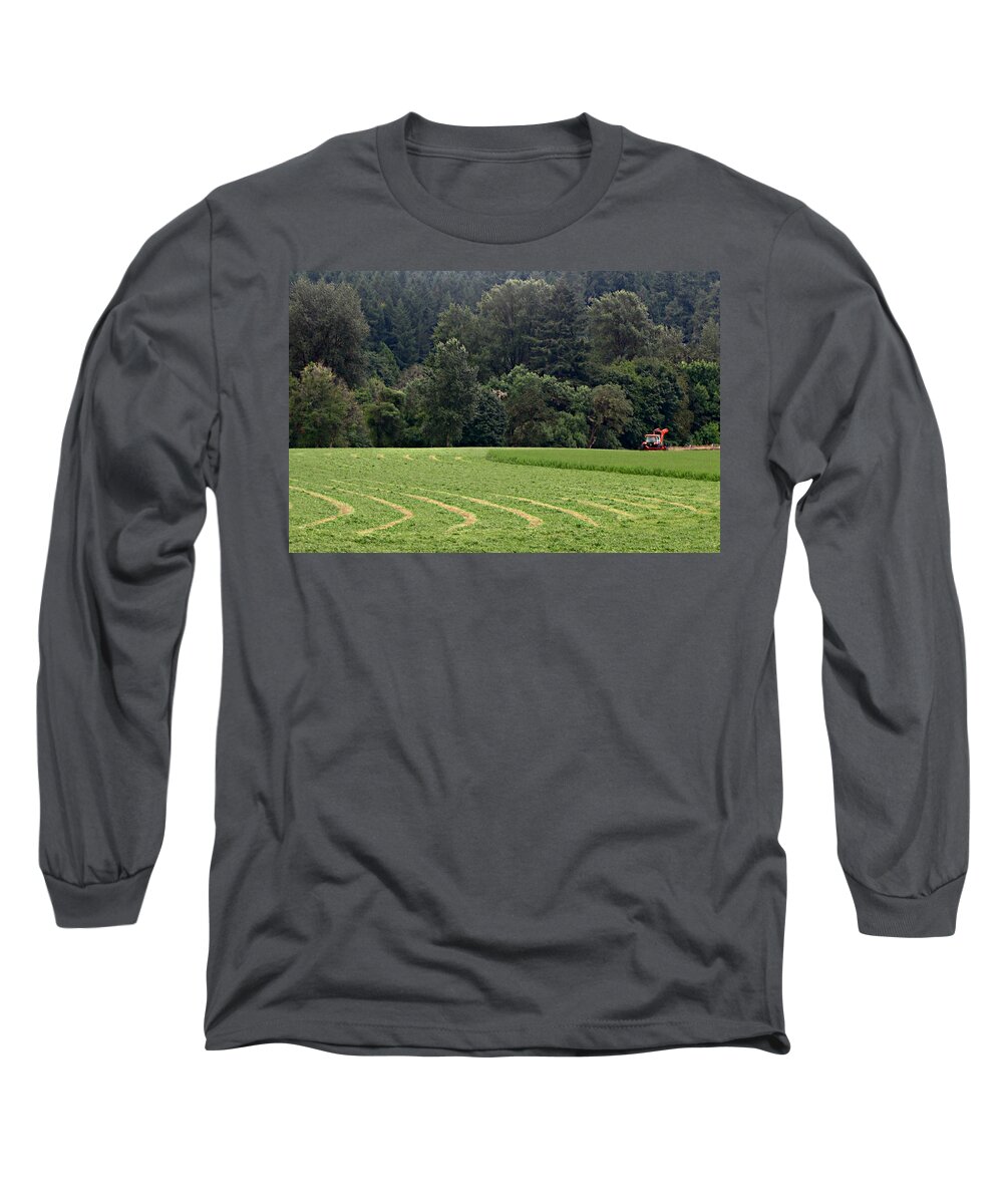 Hayfield Long Sleeve T-Shirt featuring the photograph Haying by KATIE Vigil