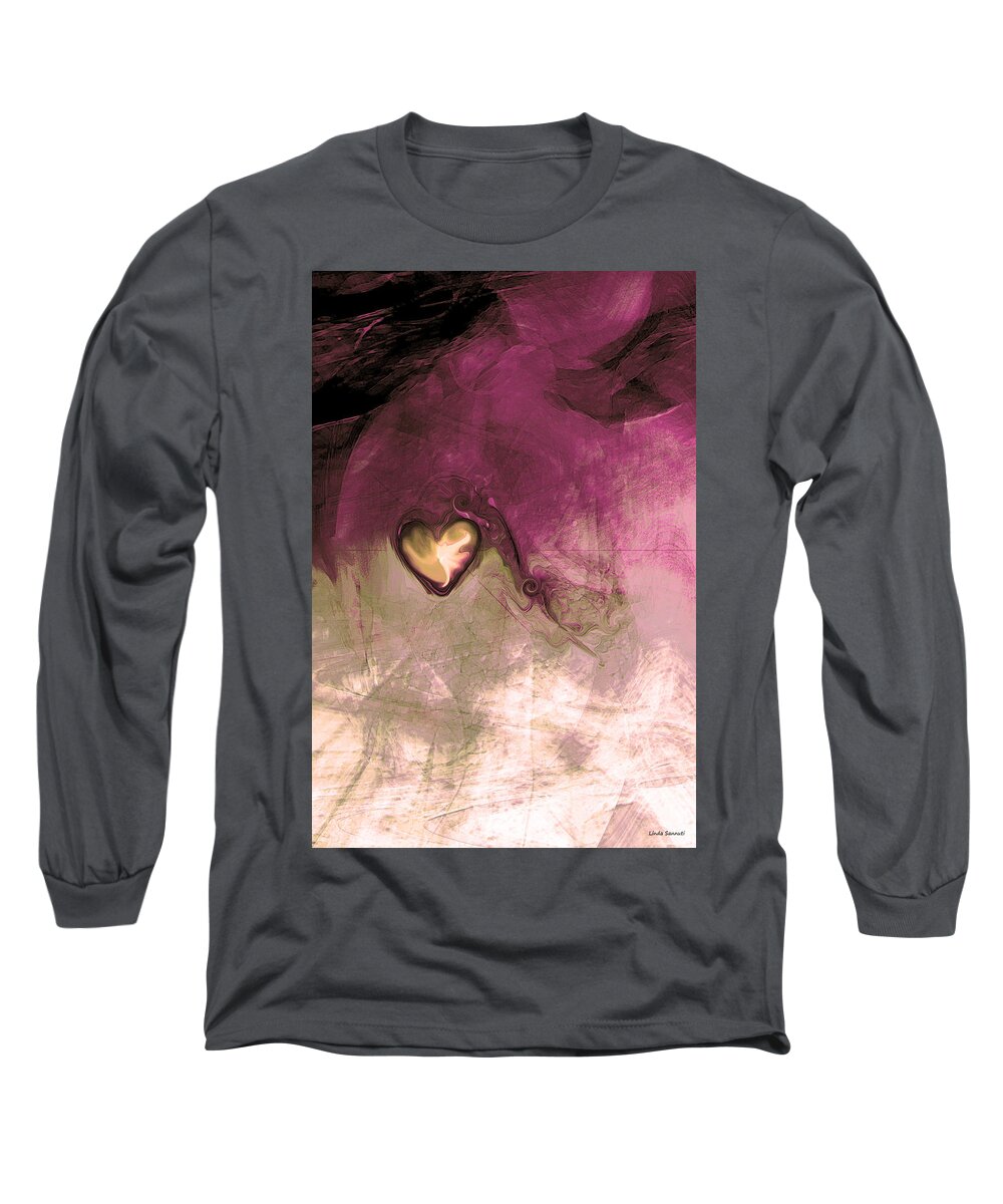 Heart Of Gold Long Sleeve T-Shirt featuring the digital art Heart Of Gold by Linda Sannuti