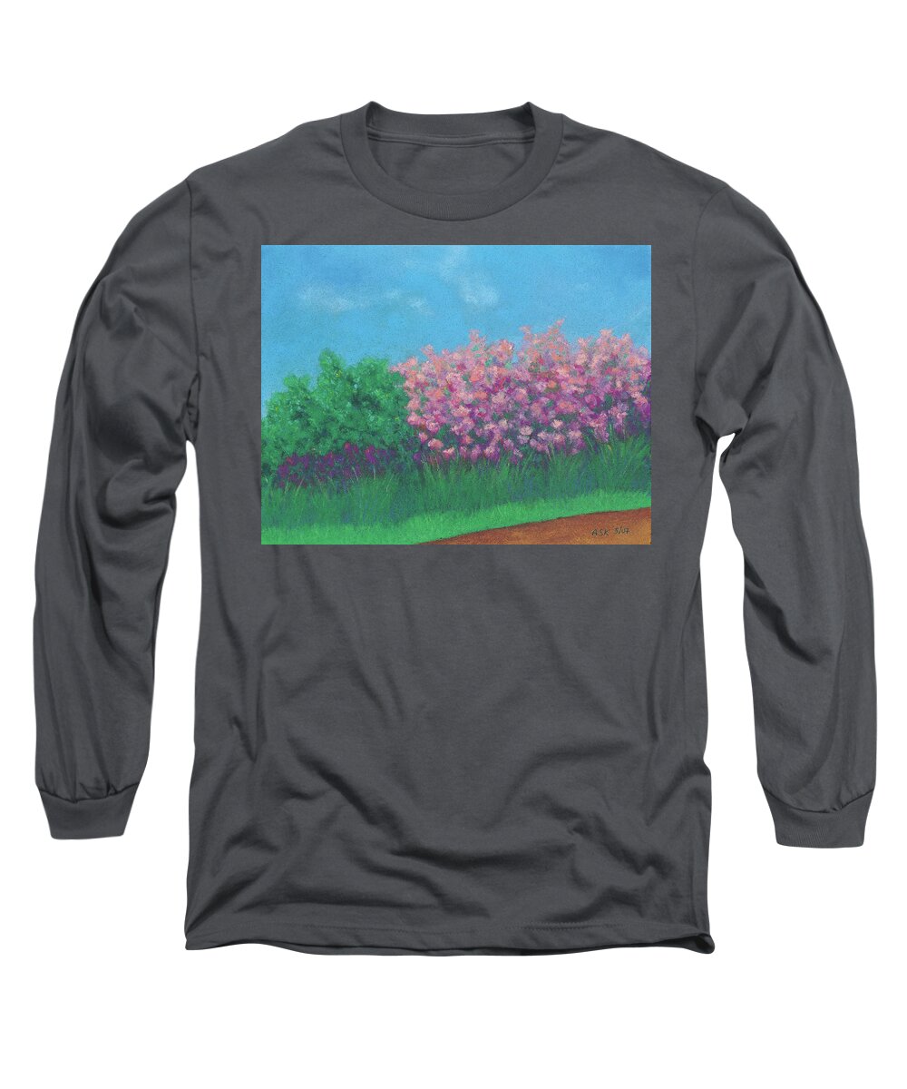 Azaleas Long Sleeve T-Shirt featuring the pastel Heart of Spring by Anne Katzeff