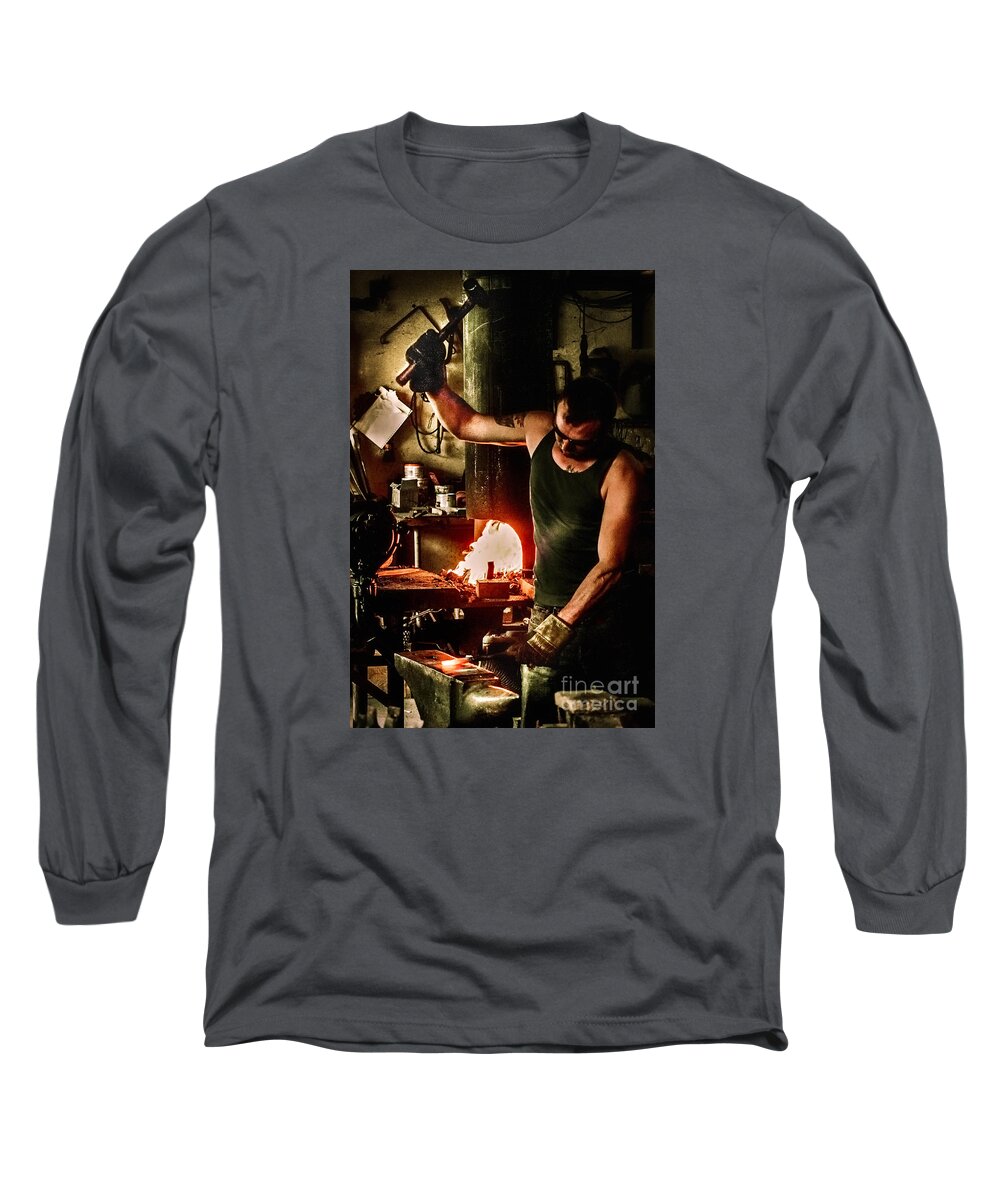 Blacksmith Long Sleeve T-Shirt featuring the photograph Heritage Blacksmith by Barry Weiss