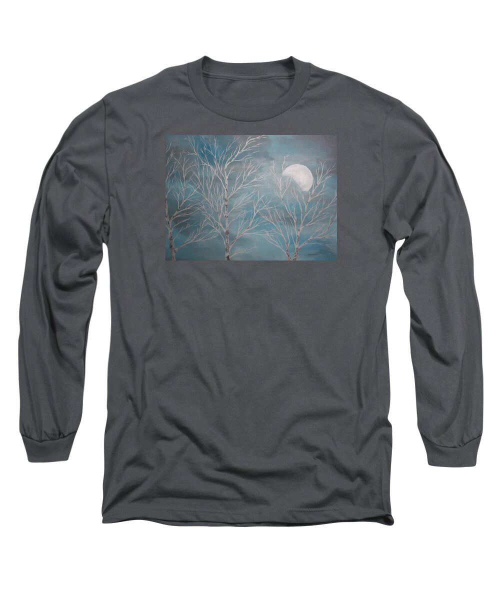 Full Moon Long Sleeve T-Shirt featuring the painting Hidden Secrets by Angie Butler