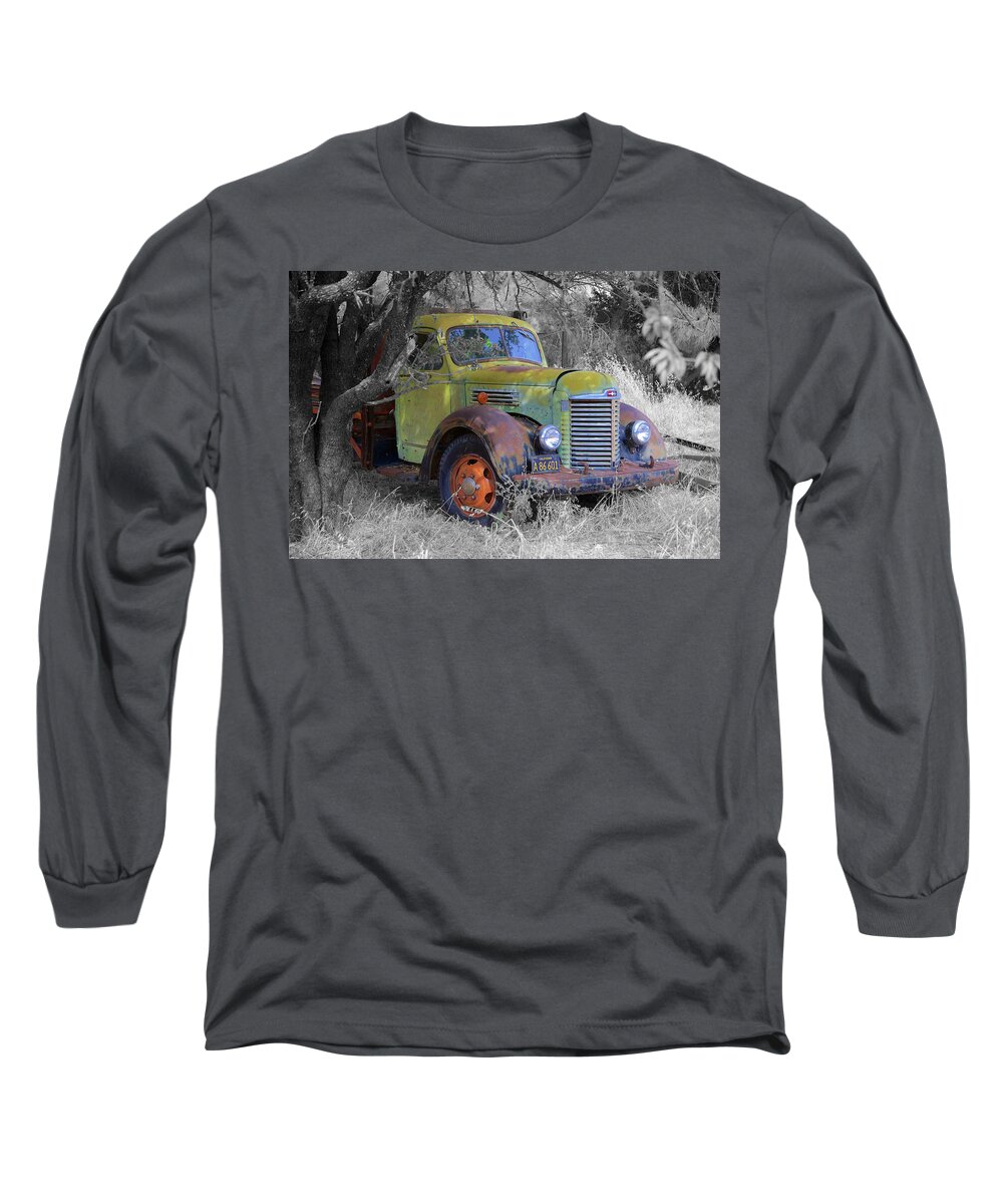 Rusty Long Sleeve T-Shirt featuring the photograph Hiding Truck by Richard J Cassato