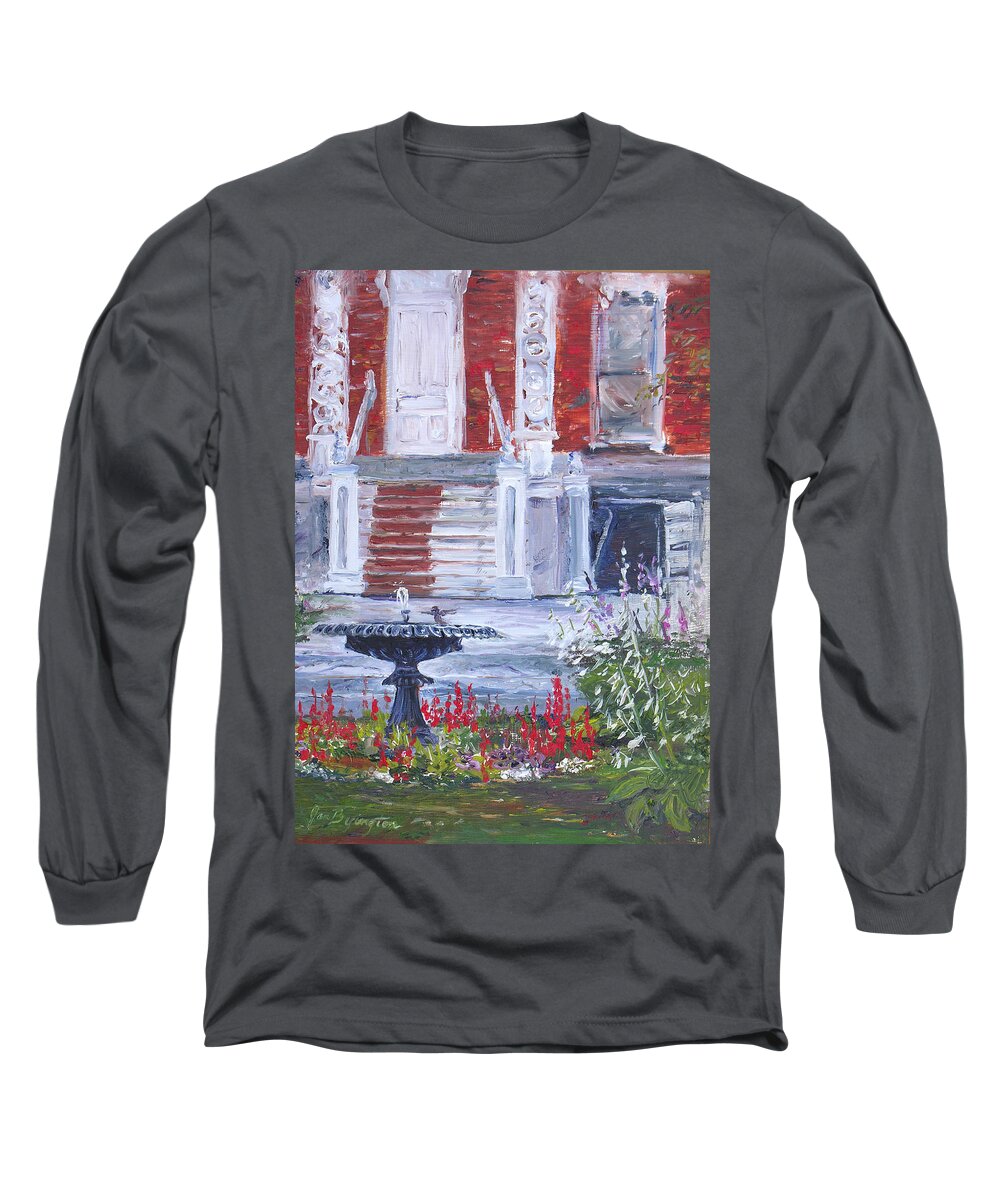 Watertown Long Sleeve T-Shirt featuring the painting Historical Society Garden by Jan Byington