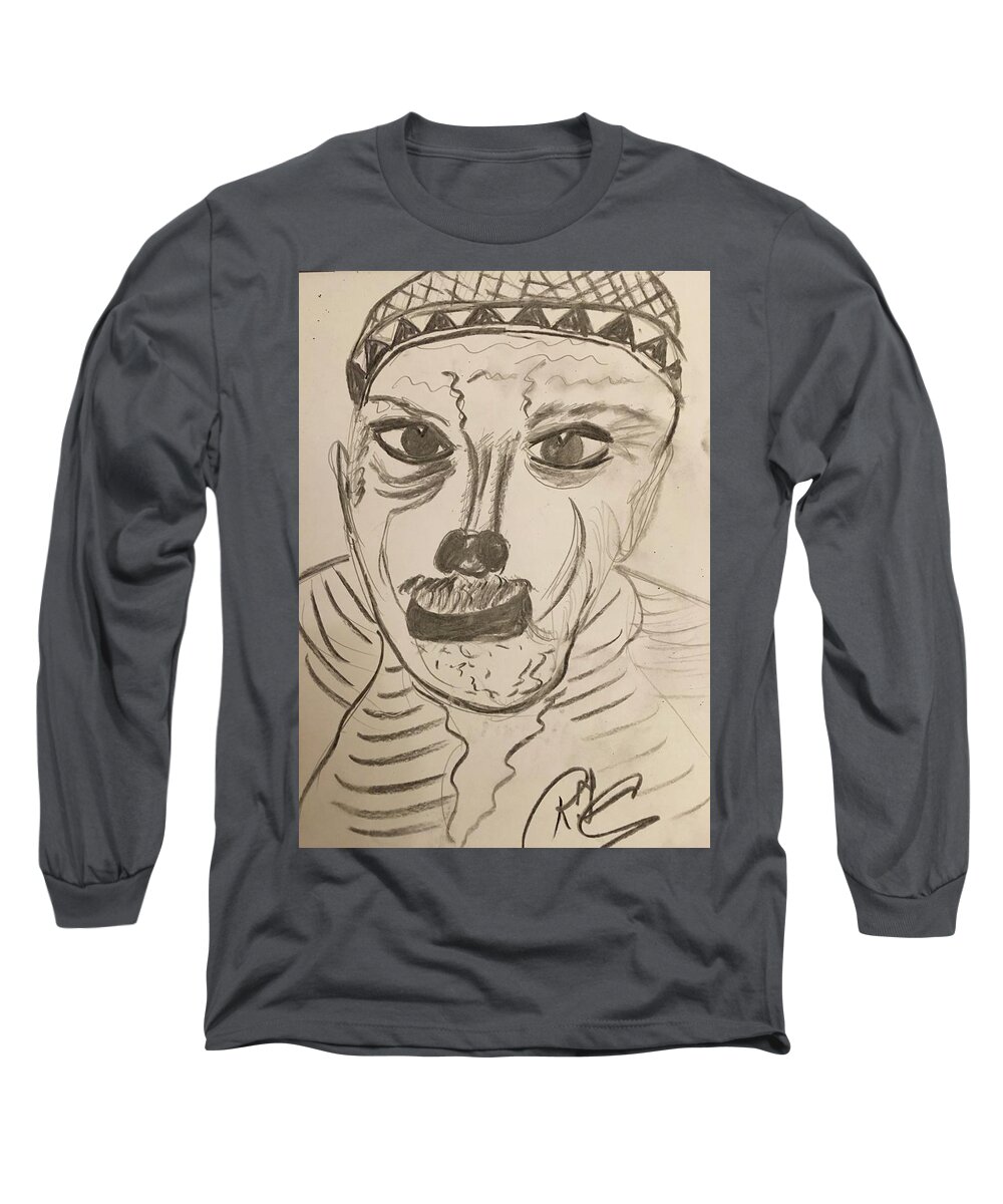 Drawing Long Sleeve T-Shirt featuring the drawing Homeless by Roger Cummiskey