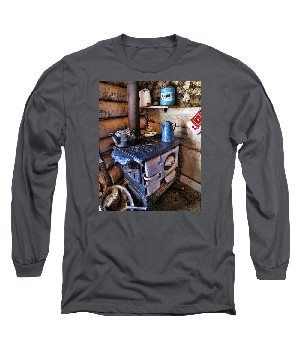 Homestead Long Sleeve T-Shirt featuring the photograph Homestead Stove by Helaine Cummins