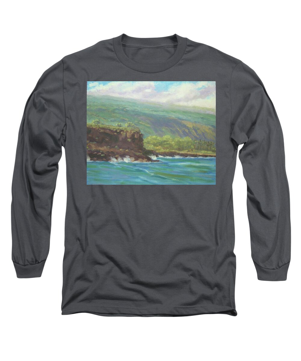 Plein Air Long Sleeve T-Shirt featuring the painting Ho'okena Beach by Stan Chraminski