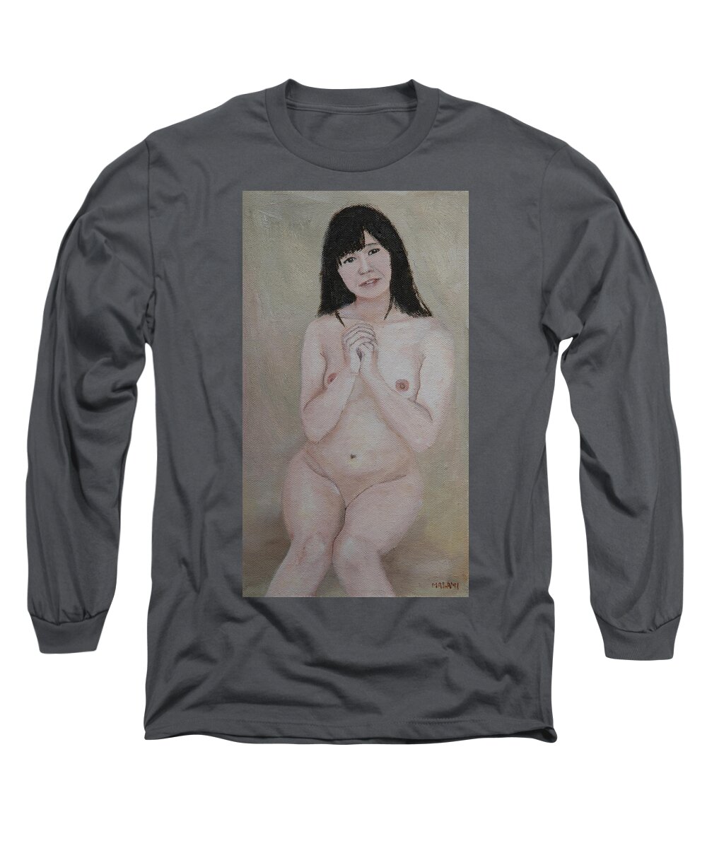 Nude Long Sleeve T-Shirt featuring the painting Hopeful Thought by Masami IIDA