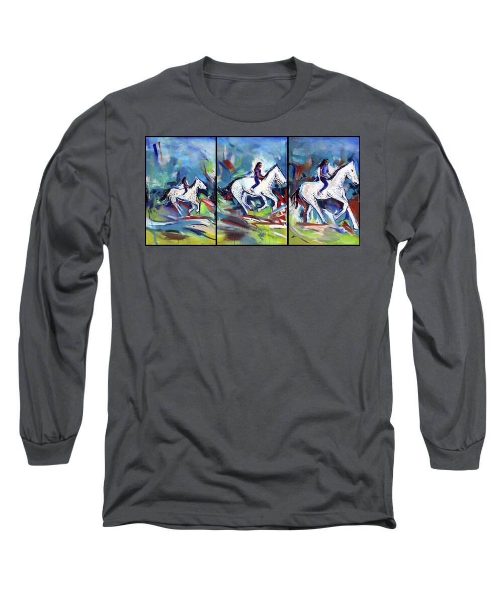  Long Sleeve T-Shirt featuring the painting Horse Three II by John Gholson