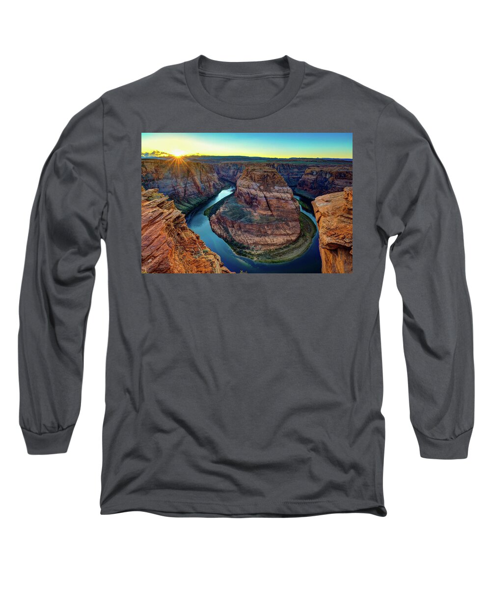 Arizona Long Sleeve T-Shirt featuring the photograph Horseshoe Bend Sunset by Raul Rodriguez