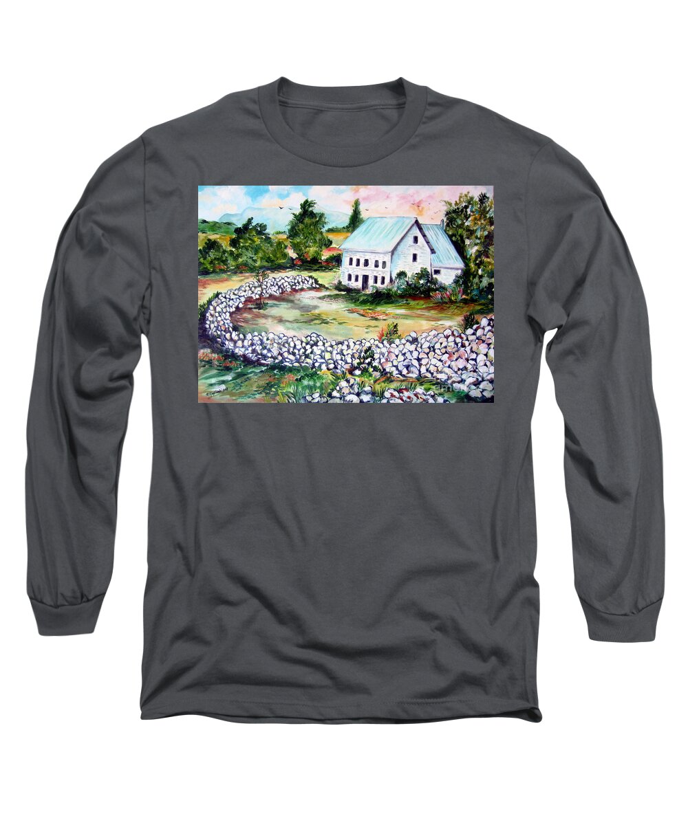 Home Long Sleeve T-Shirt featuring the painting House in Bosnia H Kalinovik by Roberto Gagliardi