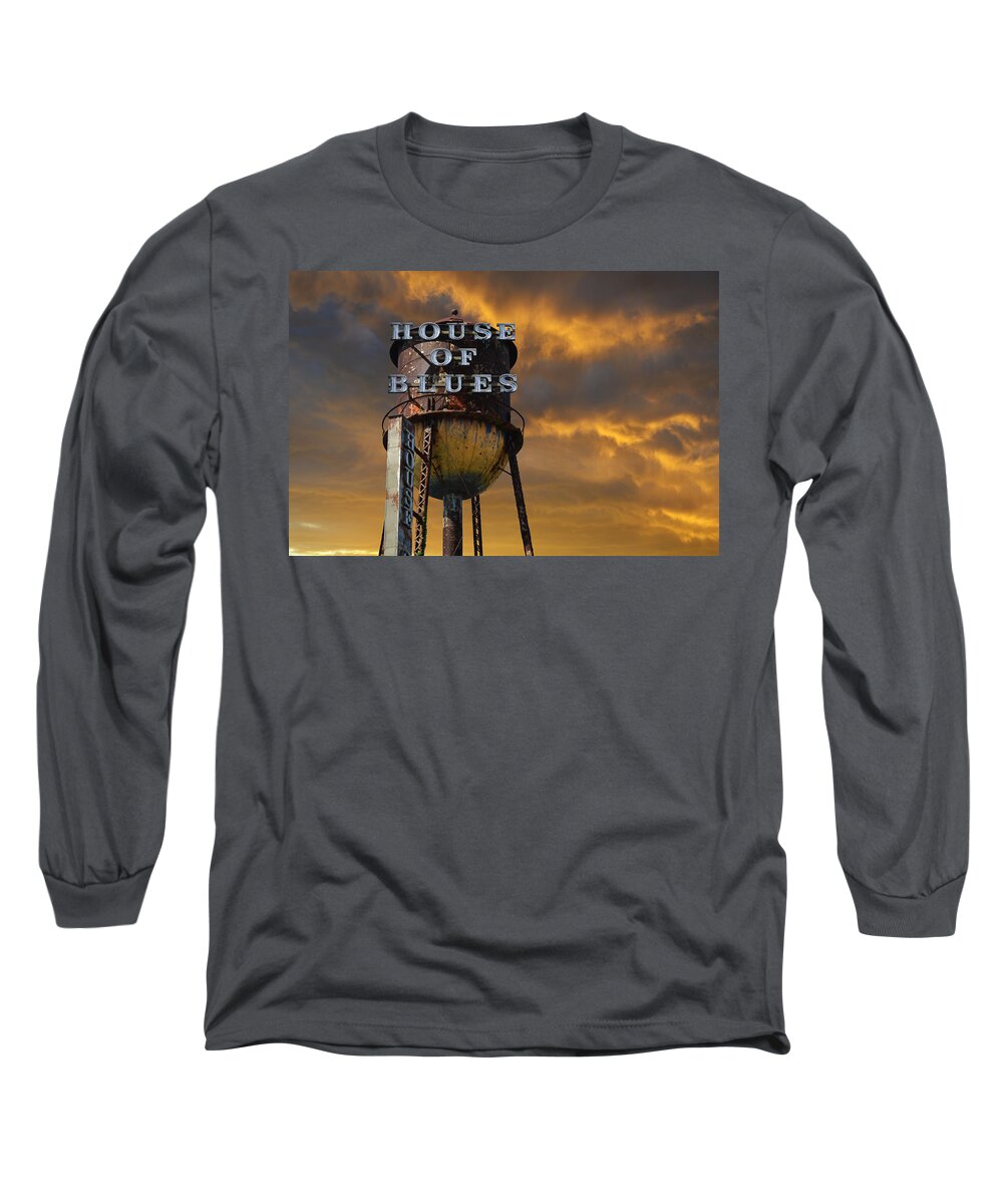 Sign Long Sleeve T-Shirt featuring the photograph House Of Blues by Laura Fasulo