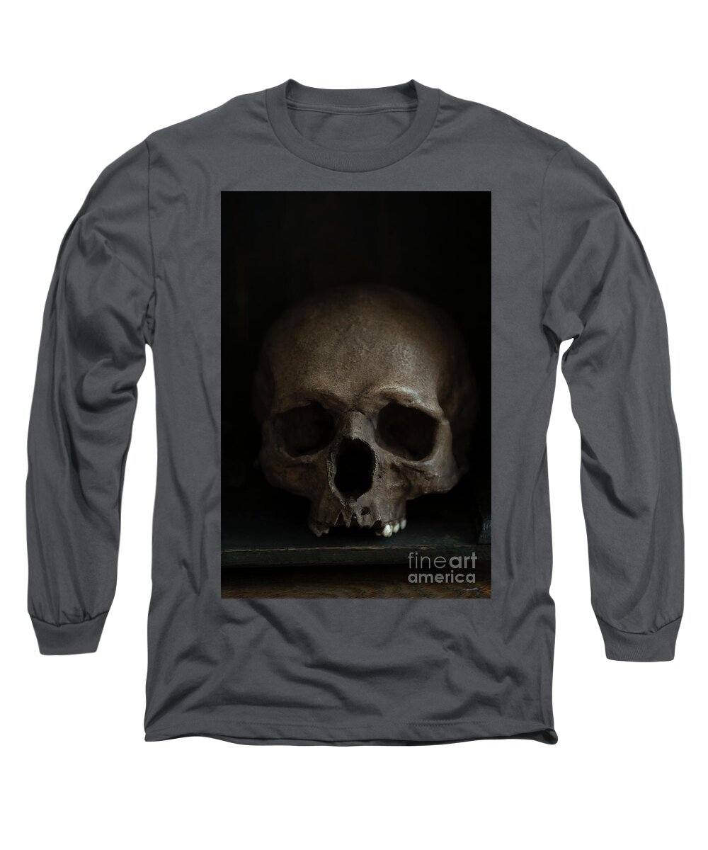 Human Skull Long Sleeve T-Shirt featuring the photograph Human Skull by Lee Avison
