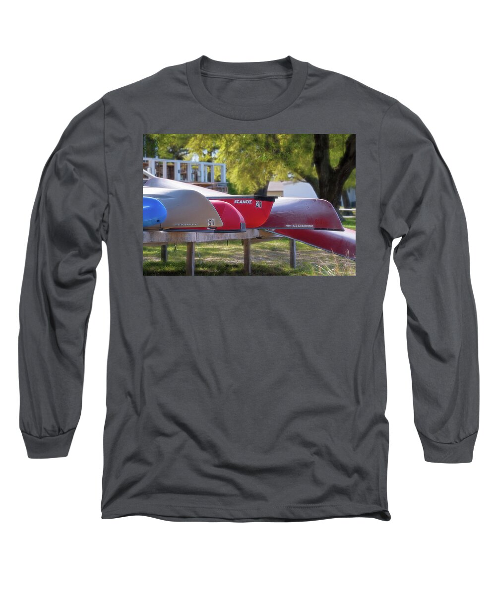 Photograph Long Sleeve T-Shirt featuring the photograph I Believe I'll Go Canoeing by Cindy Lark Hartman