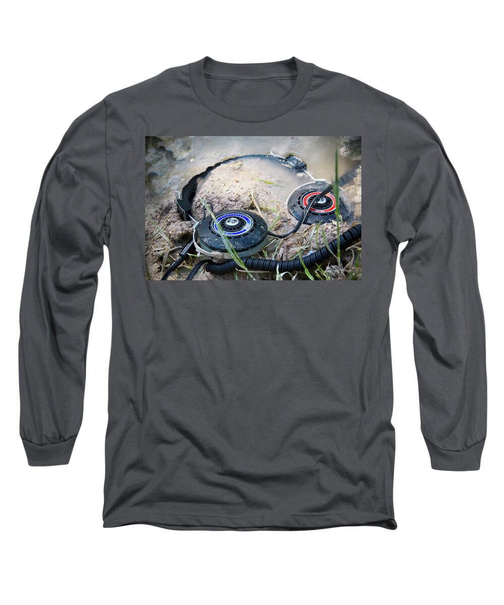 Headphones Long Sleeve T-Shirt featuring the photograph I was cautioned to surrender by Micah Offman
