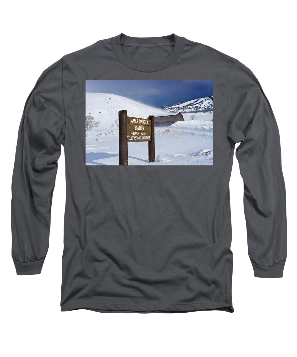 Yellowstone Long Sleeve T-Shirt featuring the photograph Ice Cold Lamar Valley by Mark Miller