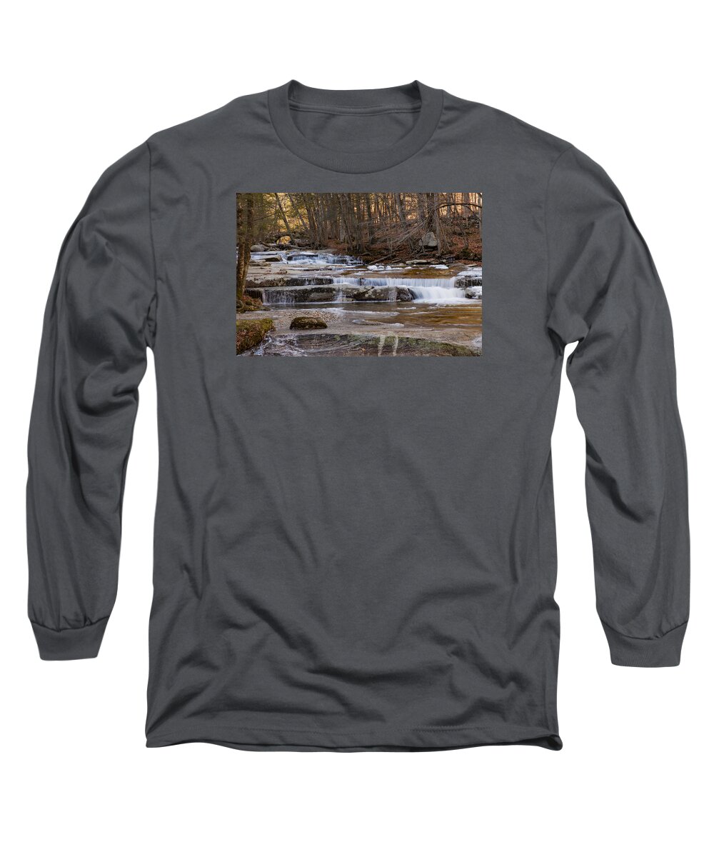 Landscape Long Sleeve T-Shirt featuring the photograph Ice on Fall Stream by Vance Bell