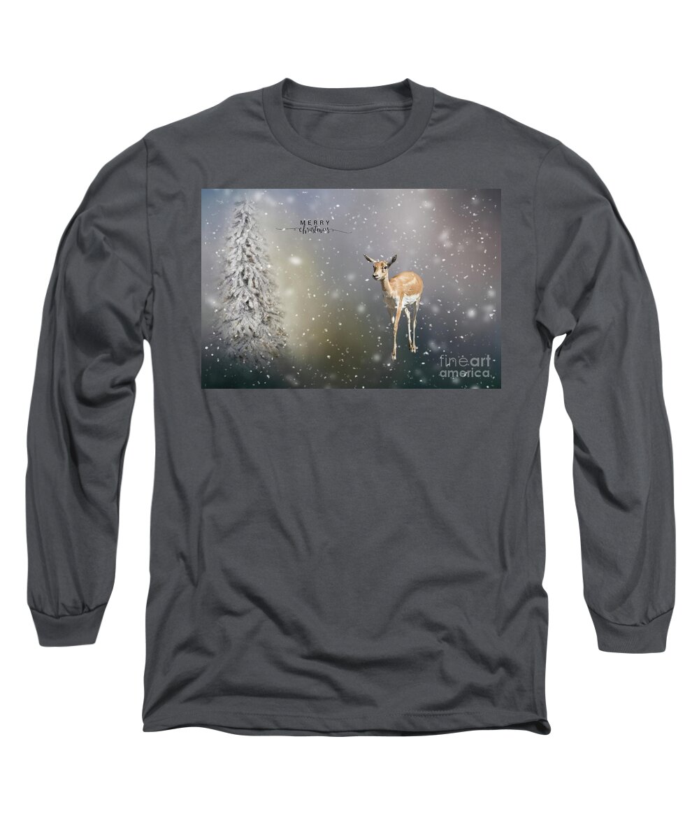 Blackbuck Long Sleeve T-Shirt featuring the photograph I'm Dreaming of a White Christmas... by Eva Lechner