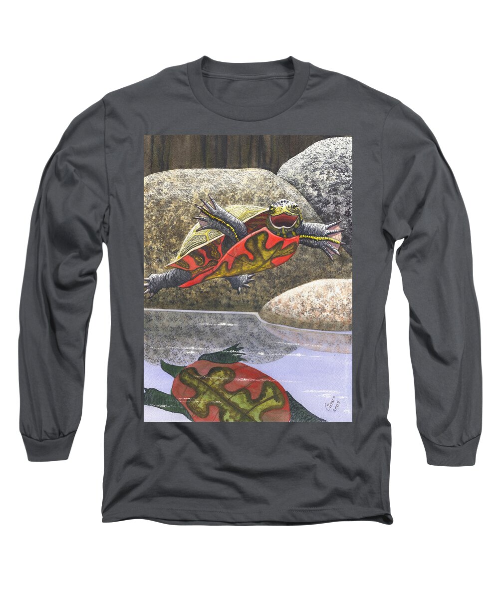 Turtle Long Sleeve T-Shirt featuring the painting Im Flying by Catherine G McElroy