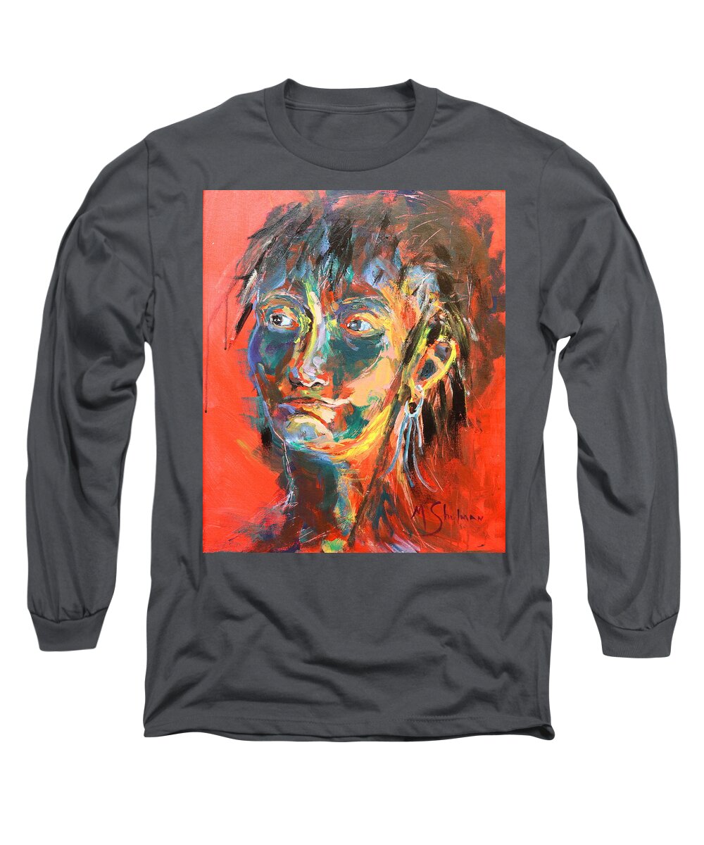 Portrait Long Sleeve T-Shirt featuring the painting I'm good by Madeleine Shulman