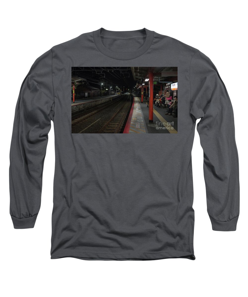 Columns Long Sleeve T-Shirt featuring the photograph Inari Station, Kyoto Japan by Perry Rodriguez