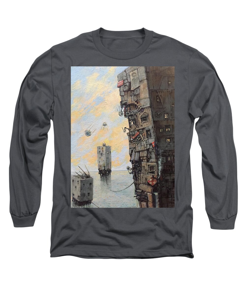 Sea Level Long Sleeve T-Shirt featuring the painting Inflatable Sputnik Factory Number Two by William Stoneham