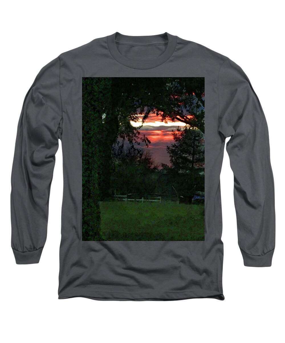 Landscape Long Sleeve T-Shirt featuring the mixed media Into the clearing by Steve Karol
